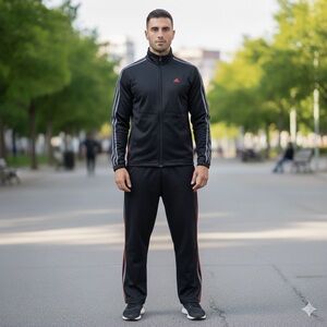 adidas Black and Red Sweatpants